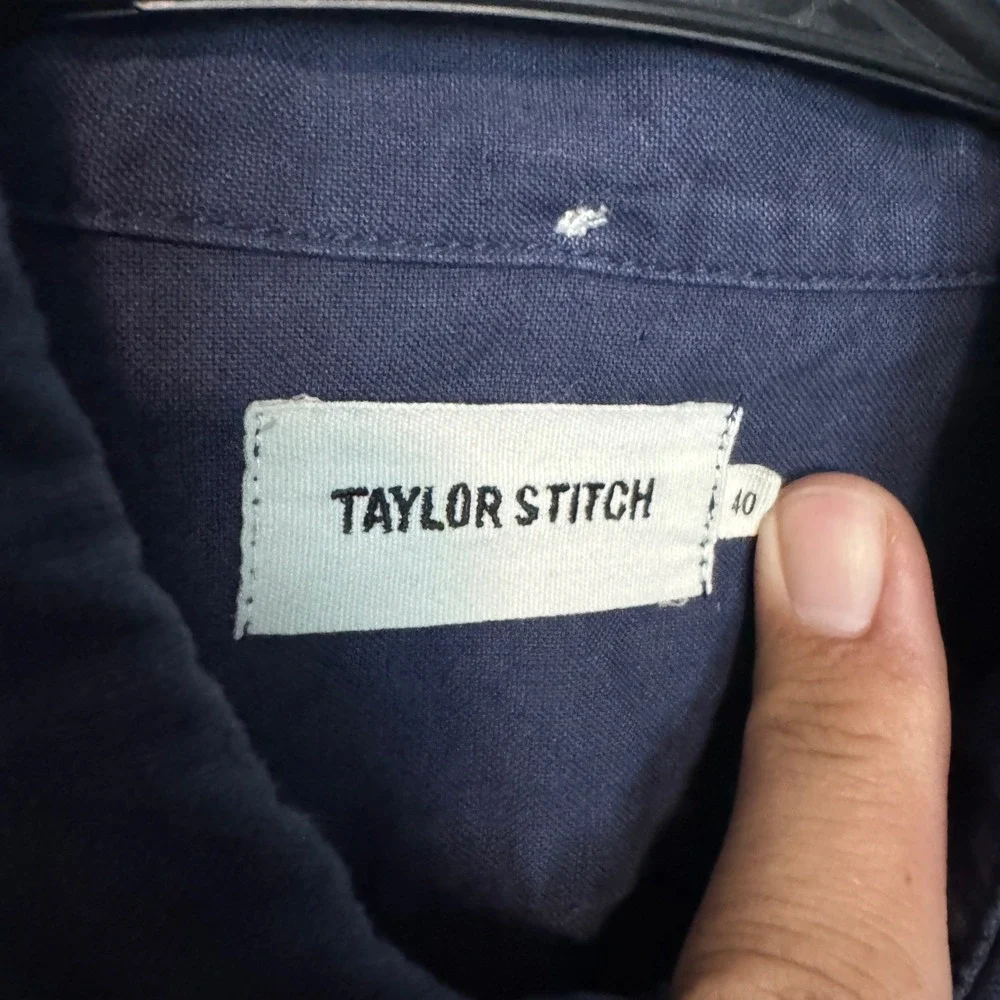 Taylor Stitch The Jack Oxford Shirt Mens 40 Medium Navy Organic Cotton Pocket